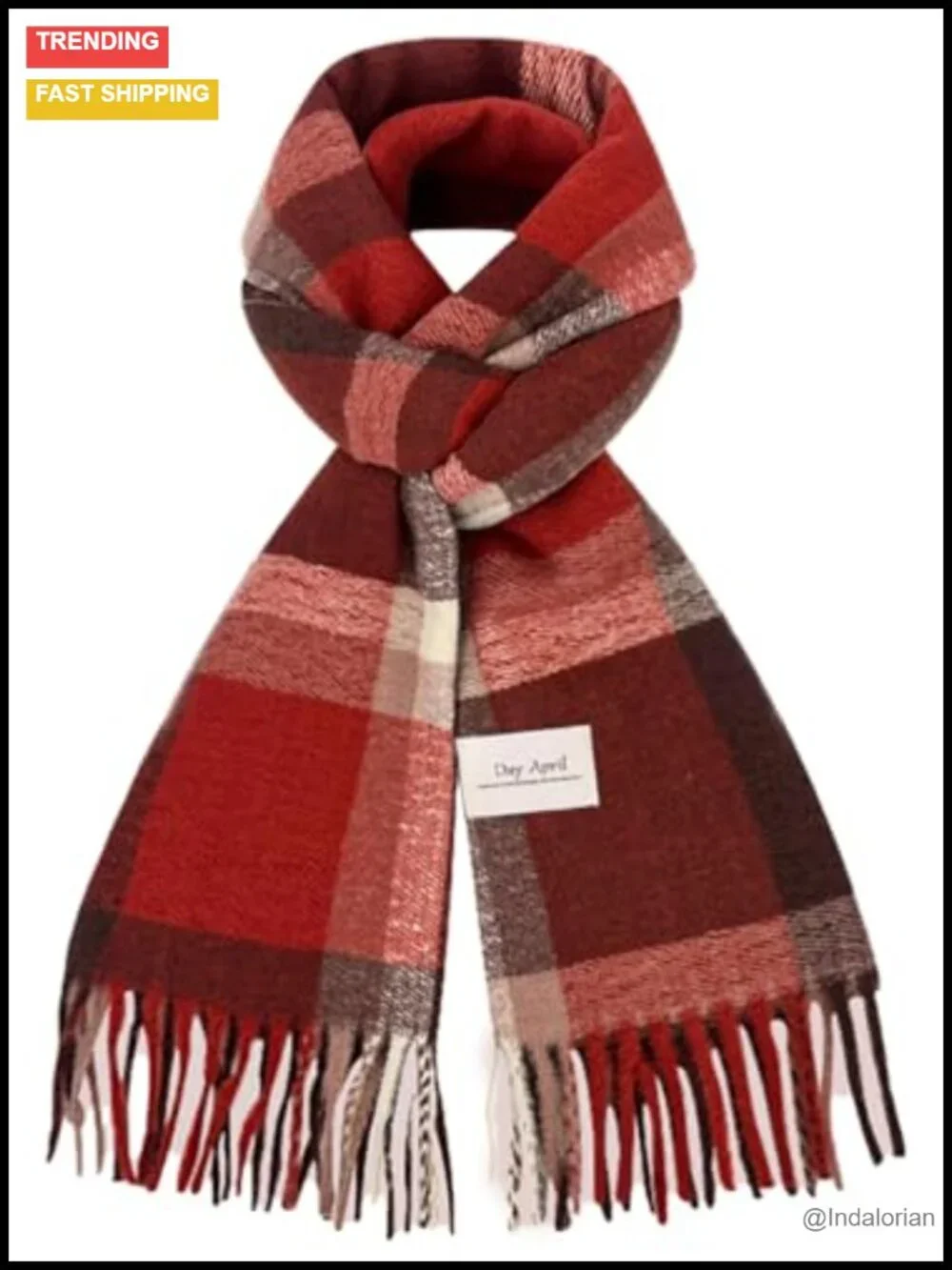 Winter Fringe Scarf Plaid Wrap Shawl Oversized Blanket Scarf